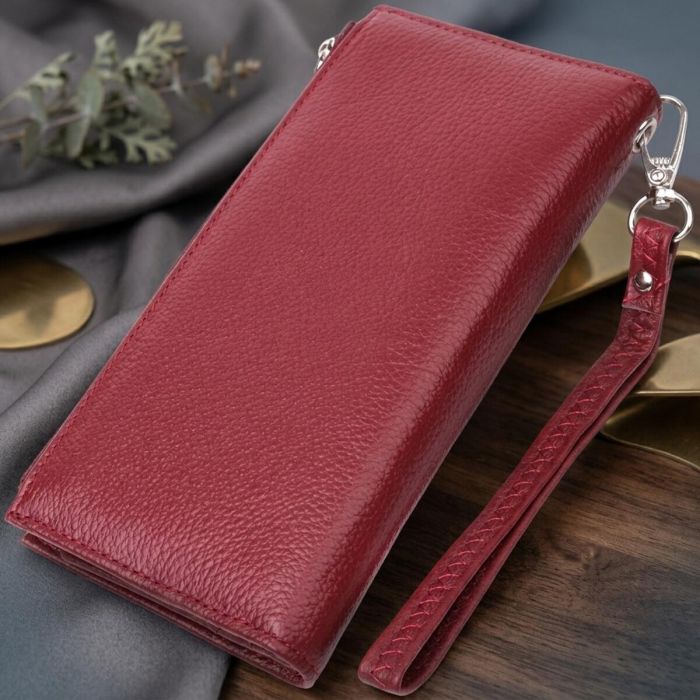 Вертикальный женский кошелек-клатч из натуральной кожи ST Leather 22535 Бордовый