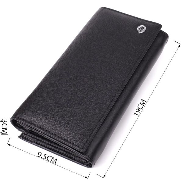 Функциональный женский кошелек на магнитах из натуральной кожи ST Leather 23112 Черный