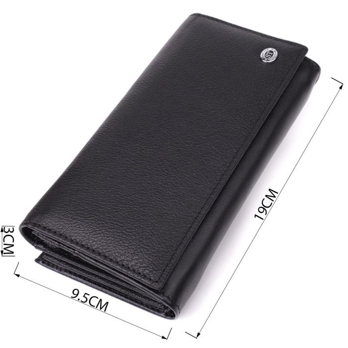 Функциональный женский кошелек на магнитах из натуральной кожи ST Leather 23112 Черный