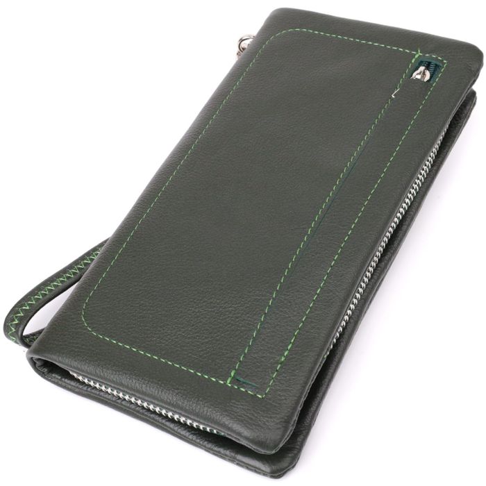 Стильный кошелек-клатч для женщин с отделением под телефон ST Leather 23103 Зеленый