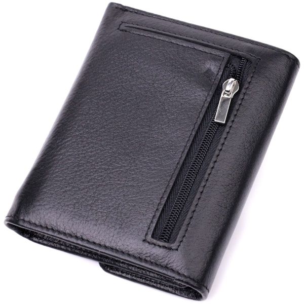 Женский симпатичный кошелек с монетницей из натуральной кожи ST Leather 19494 Черный