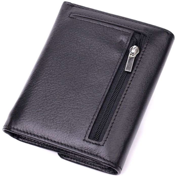 Женский симпатичный кошелек с монетницей из натуральной кожи ST Leather 19494 Черный