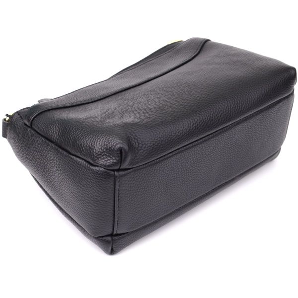 Классическая женская сумка с жестким дном из натуральной кожи Vintage 22987 Черный