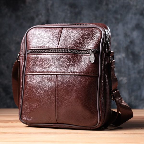 Удобная мужская сумка из натуральной кожи 22858 Vintage Коричневый
