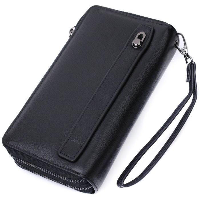 Мужской кожаный клатч для карт купюр и документов ST Leather 22684 Черный