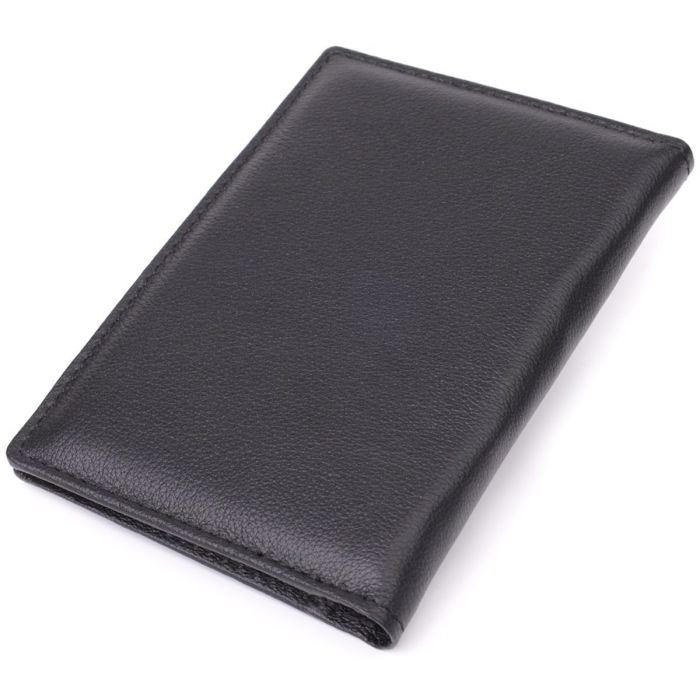 Стильная обложка на паспорт универсального формата из натуральной кожи ST Leather 23078 Черный