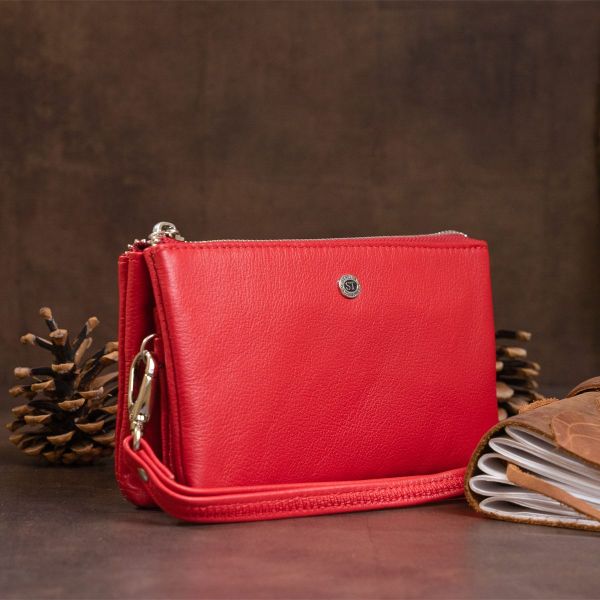 Вместительный клатч из двух частей женский ST Leather 19251 Красный