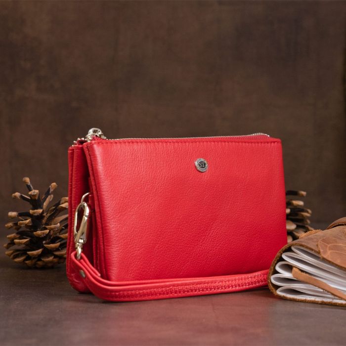 Вместительный клатч из двух частей женский ST Leather 19251 Красный