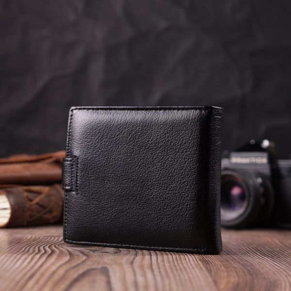 Мужской трендовый бумажник из натуральной кожи ST Leather 22553 Черный