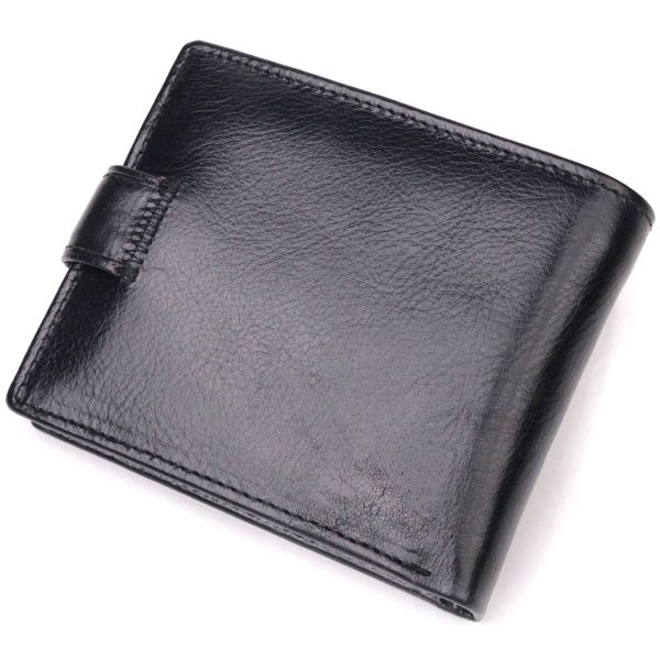 Мужской бумажник из натуральной гладкой кожи в два сложения ST Leather 19409 Черный
