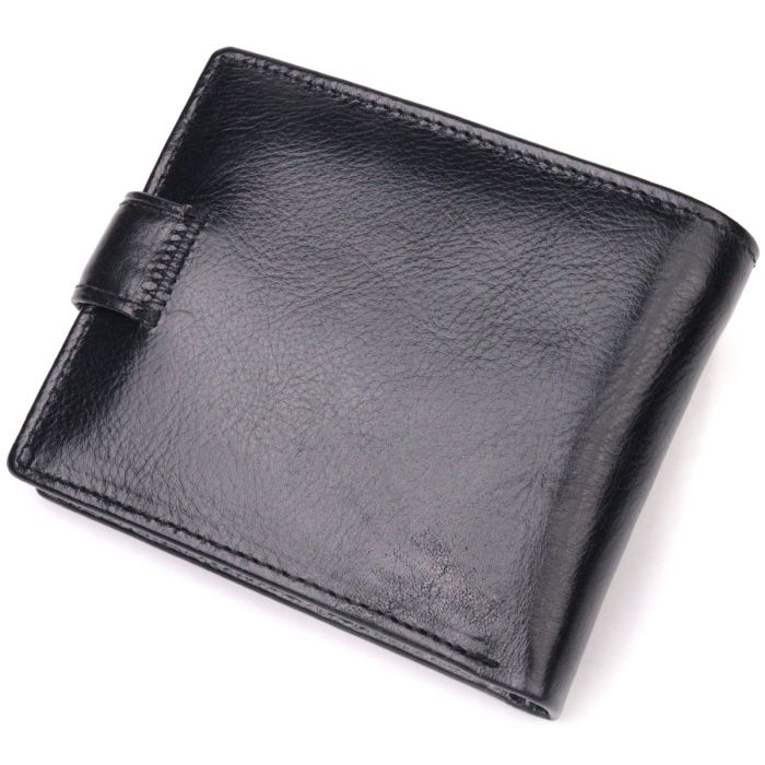 Мужской бумажник из натуральной гладкой кожи в два сложения ST Leather 19409 Черный