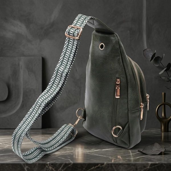 Удобная женская сумка с одной лямкой через плечо из экокожи Vintage 22756 Зеленый