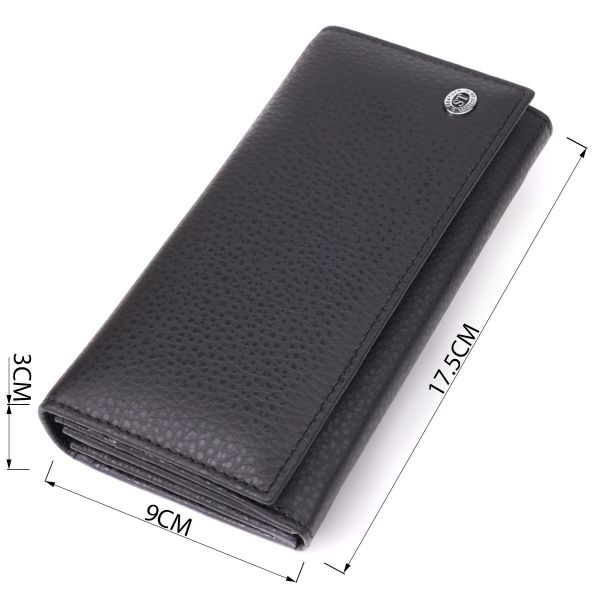 Женский вертикальный кошелек из натуральной кожи ST Leather 23084 Черный