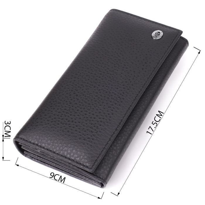 Женский вертикальный кошелек из натуральной кожи ST Leather 23084 Черный