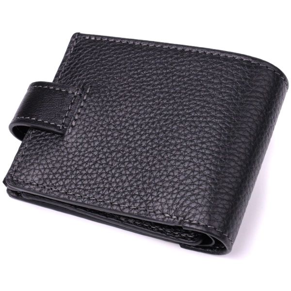 Стильное портмоне из люксовой зернистой кожи флотар GRANDE PELLE 22875 Черный