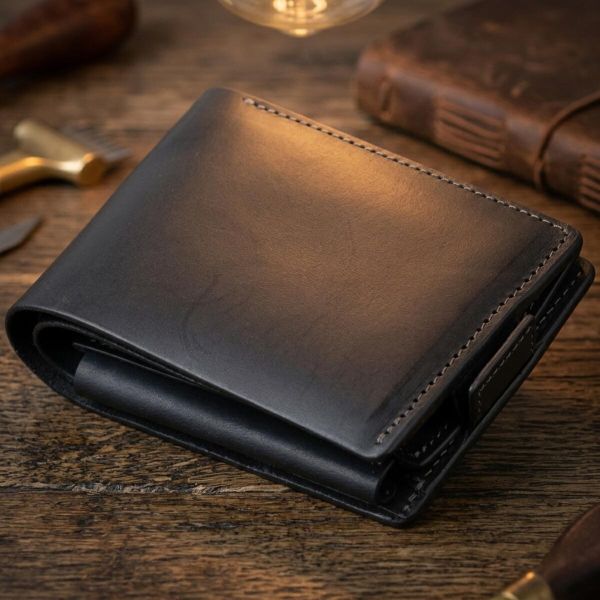 Портмоне горизонтальне Amico на магніті на два відділення матове GRANDE PELLE 11319 Чорне