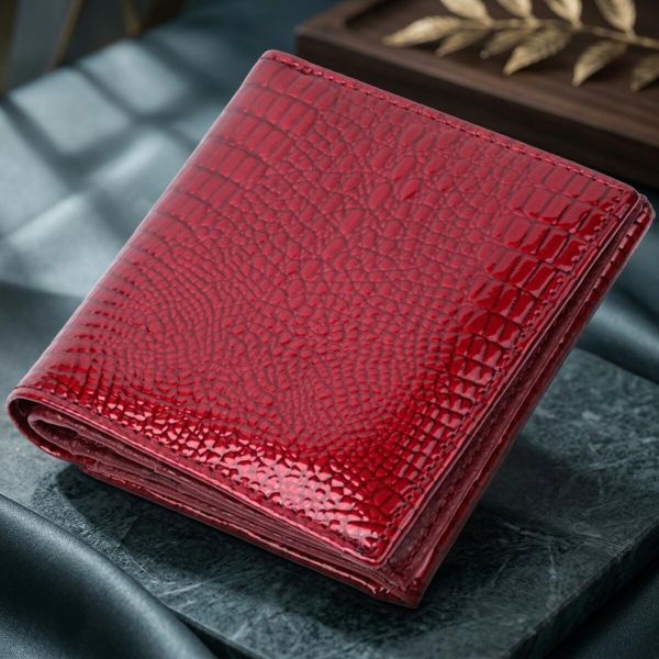 Компактный кошелек для женщин из натуральной лакированной кожи ST Leather 22687 Красный