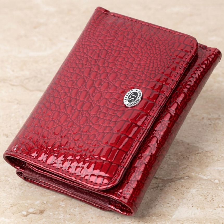 Стильный женский фактурный кошелек из натуральной кожи ST Leather 22731 Красный