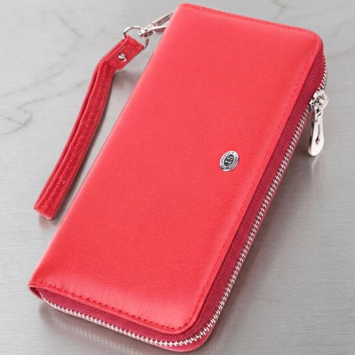 Стильный кошелек-клатч для женщин на одно отделение из натуральной кожи ST Leather 22561 Красный