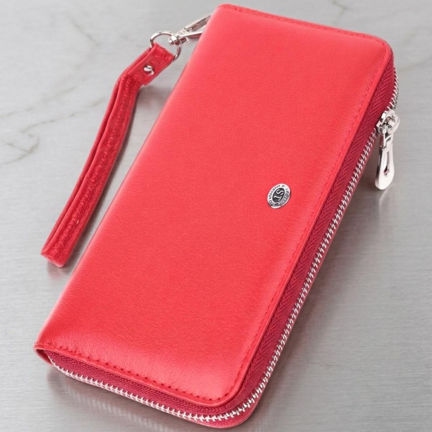 Стильный кошелек-клатч для женщин на одно отделение из натуральной кожи ST Leather 22561 Красный