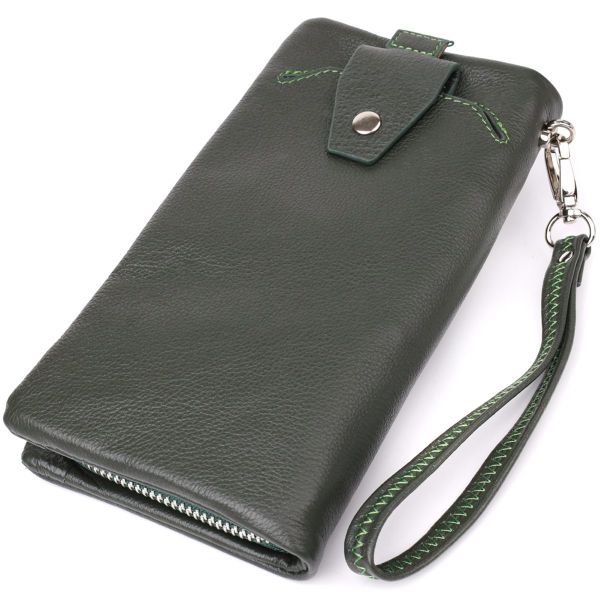 Стильный кошелек-клатч для женщин с отделением под телефон ST Leather 23103 Зеленый