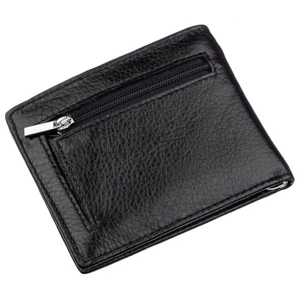 Компактный мужской кошелек с зажимом ST Leather 18837 Черный