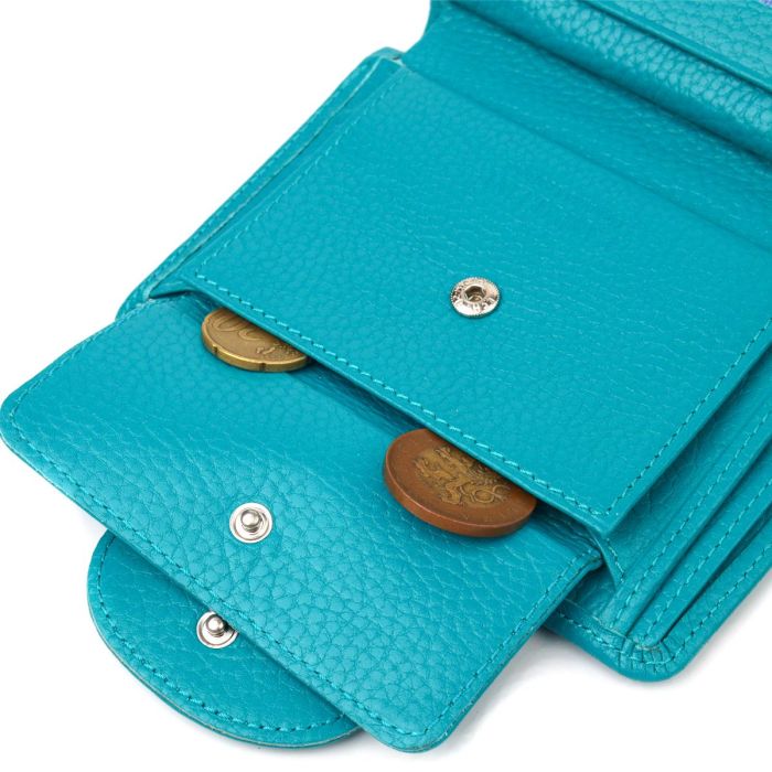Яркий вертикальный кошелек из натуральной кожи CANPELLINI 21678 Бирюзовый
