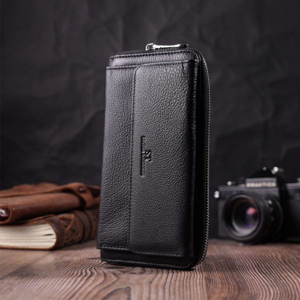 Функциональный кошелек-клатч унисекс из натуральной кожи ST Leather 22529 Черный