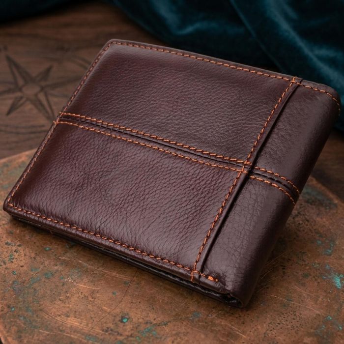 Горизонтальный стильный кошелек из натуральной кожи Vintage 22888 Коричневый