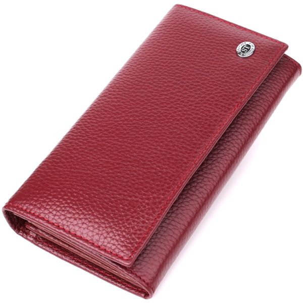 Практичный вертикальный кошелек из натуральной кожи ST Leather 23085 Бордовый