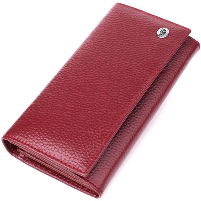 Практичный вертикальный кошелек из натуральной кожи ST Leather 23085 Бордовый