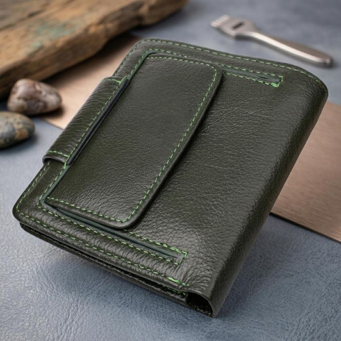 Вертикальный женский кошелек из натуральной кожи ST Leather 23070 Зеленый