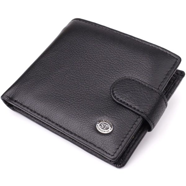 Классический мужской бумажник горизонтального формата из натуральной кожи ST Leather 23094 Черный