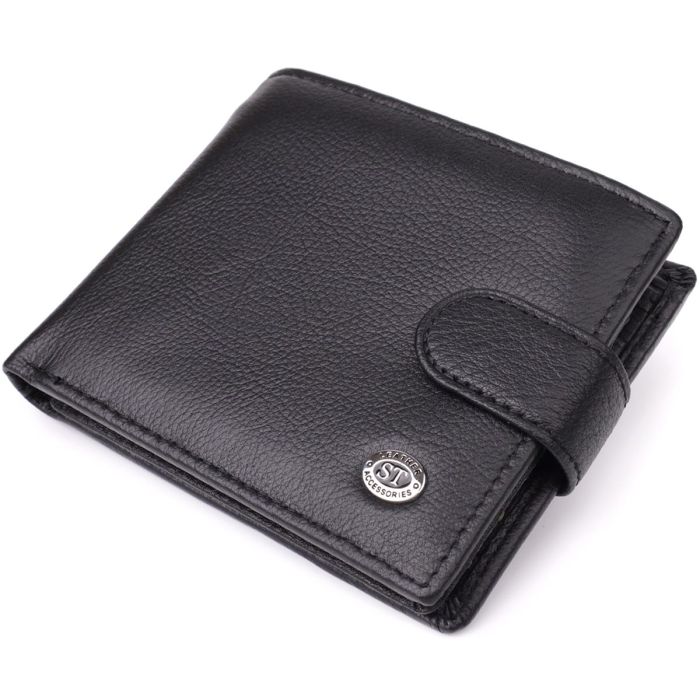 Классический мужской бумажник горизонтального формата из натуральной кожи ST Leather 23094 Черный