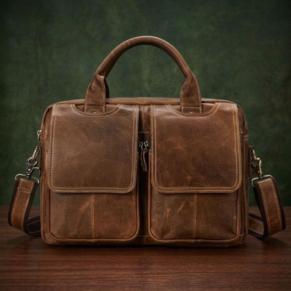 Сумка для ноутбука из натуральной кожи Vintage 14867 Коричневая