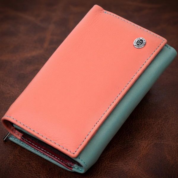Красивый женский кожаный кошелек в три сложения ST Leather 19441 Разноцветный