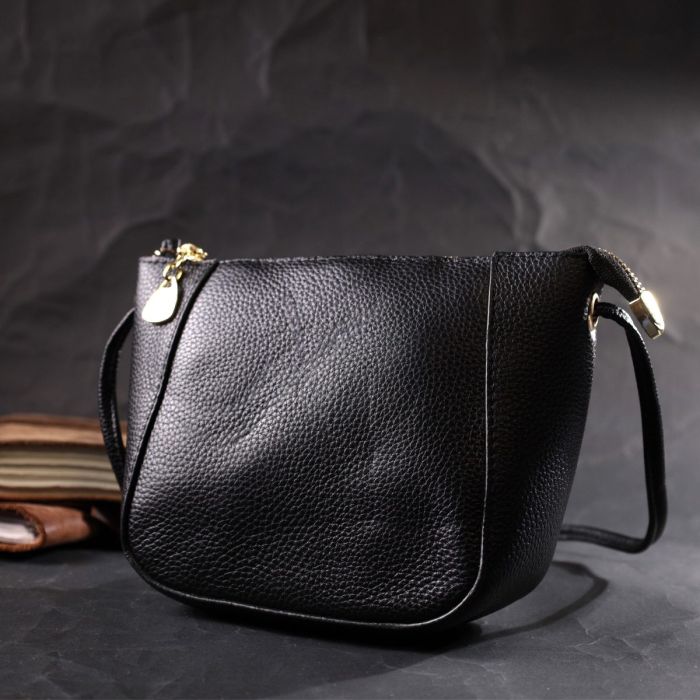 Маленькая сумка через плечо из натуральной кожи Vintage 22298 Черный