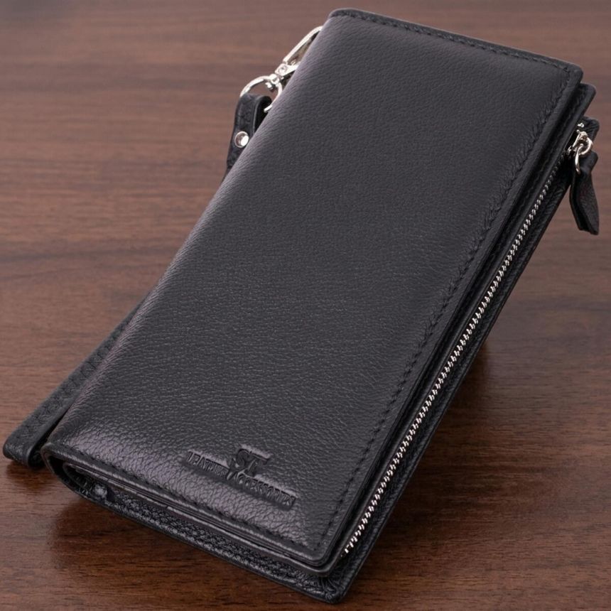 Вертикальный кошелек-клатч унисекс из натуральной кожи ST Leather 22532 Черный