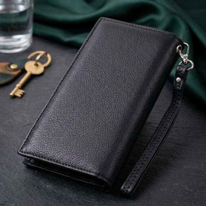 Вертикальный кошелек-клатч унисекс из натуральной кожи ST Leather 22532 Черный