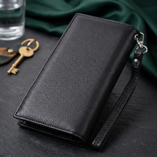 Вертикальный кошелек-клатч унисекс из натуральной кожи ST Leather 22532 Черный