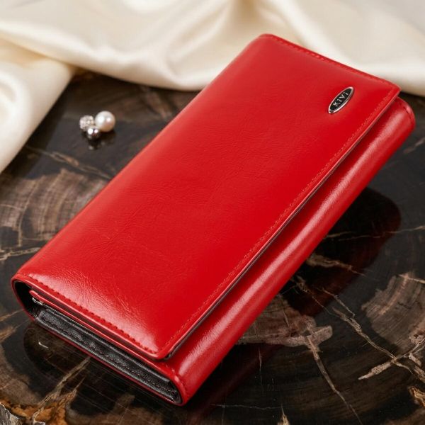 Кошелек женский из гладкой экокожи KIVI 19075 Красный