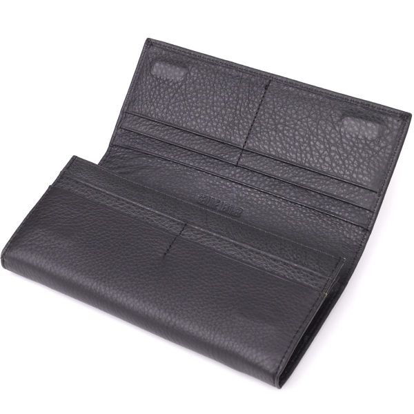 Вместительный кошелек для женщин из натуральной кожи ST Leather 23097 Черный
