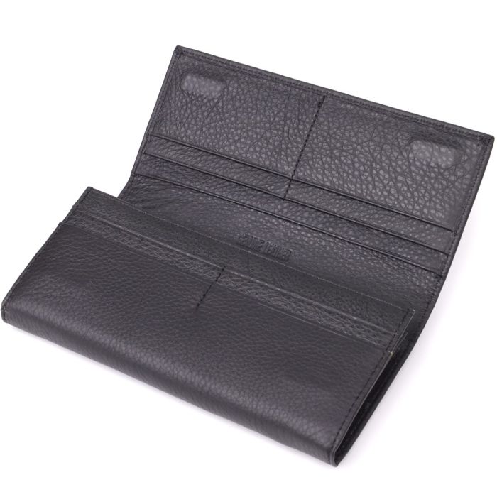Вместительный кошелек для женщин из натуральной кожи ST Leather 23097 Черный