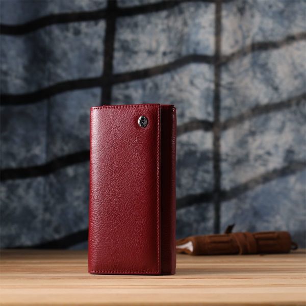 Модный женский кошелек на магнитах из натуральной кожи ST Leather 23113 Бордовый