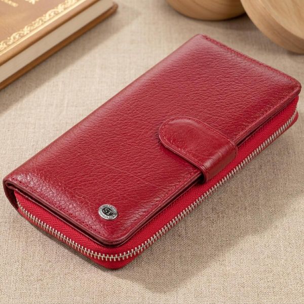 Вертикальный вместительный кошелек из кожи женский ST Leather 19307 Бордовый