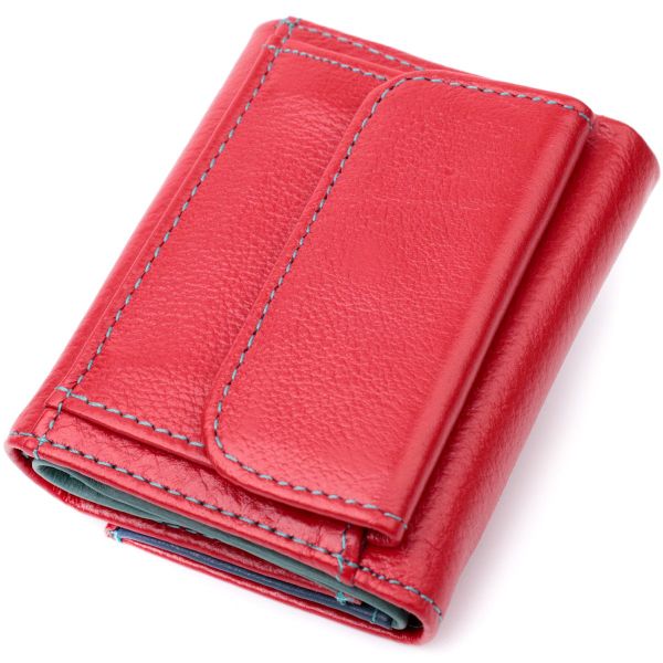 Яркий маленький кошелек для женщин из натуральной кожи ST Leather 19502 Красный