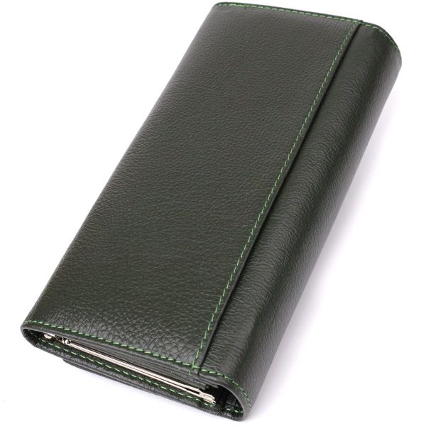 Стильный кошелек у два сложения из натуральной кожи ST Leather 23066 Зеленый