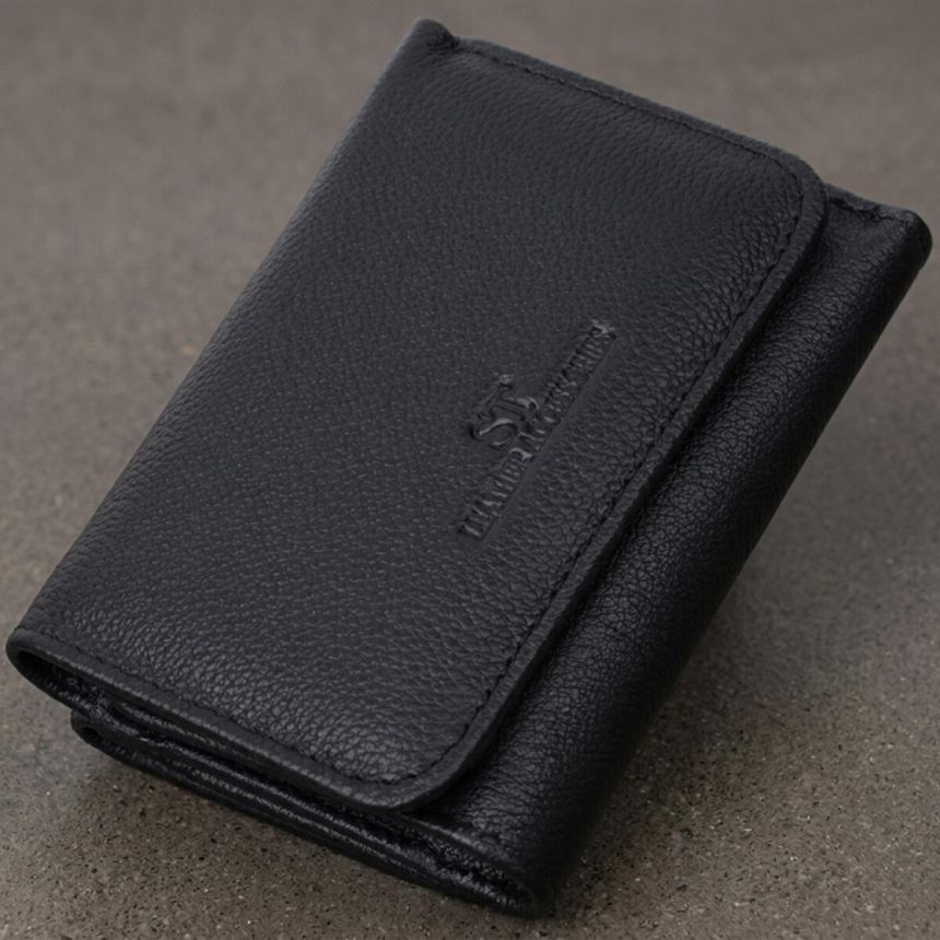 Красивое женское портмоне с монетницей из натуральной кожи ST Leather 22728 Черный