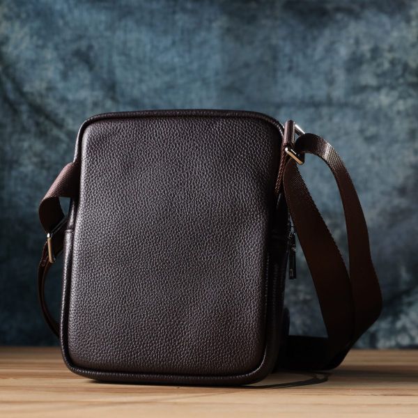 Мужская вертикальная сумка из натуральной кожи Vintage 22863 Коричневый