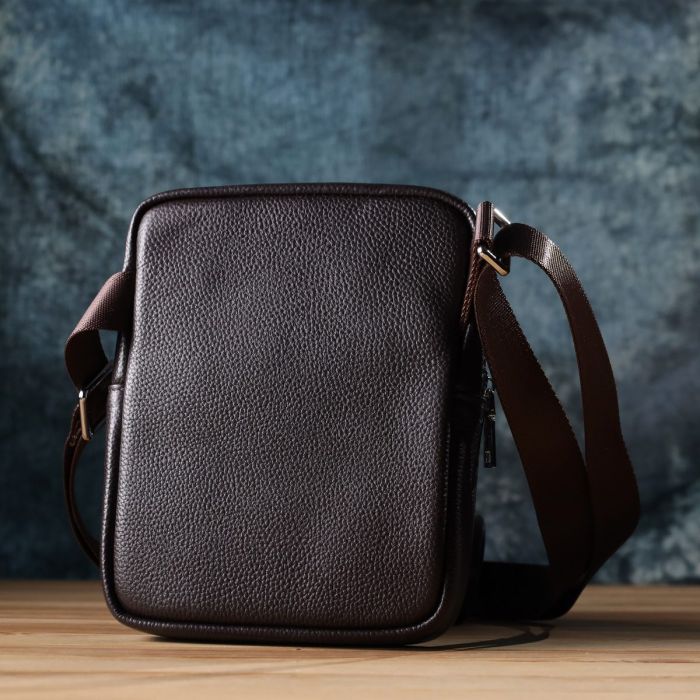 Мужская вертикальная сумка из натуральной кожи Vintage 22863 Коричневый